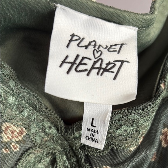 Floral Green Mini Dress Junior Med - Picture 3 of 4